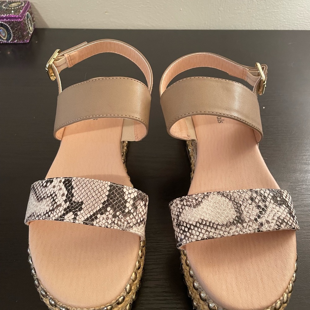 Seven Dials Taupe and Snake Print Platform Sandals